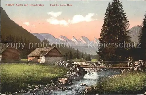 Unterwasser Toggenburg Aelpli mit Churfirsten Bruecke Kat. Unterwasser