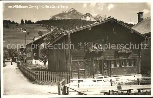 Wildhaus SG Zwinglihuette mit Schafberg Kat. Wildhaus Lisighaus