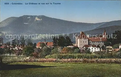 Colombier NE Le Chateau et vue sur la Tourne / Colombier NE /Bz. Boudry