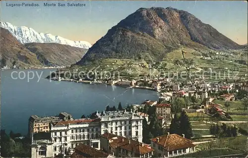 Paradiso Lago di Lugano mit Lago und Monte San Salvatore Kat. Paradiso