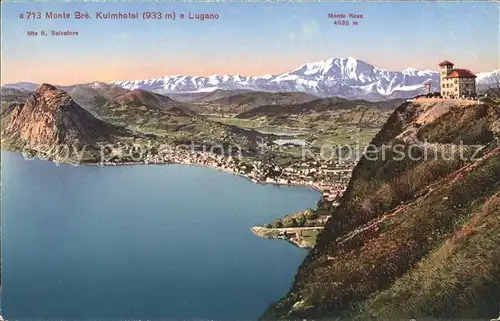 Lugano TI Lage Monte Bre Kulmhotel Alpen Kat. Lugano