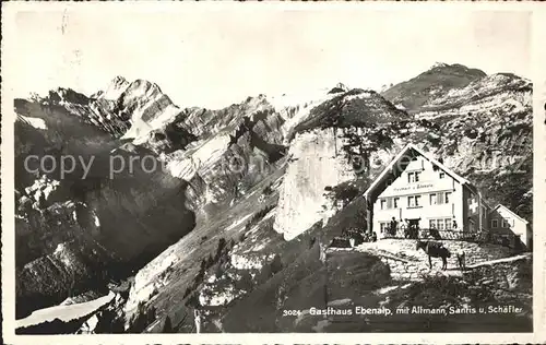 Ebenalp Gasthaus mit Altmann Saentis und Schaefler Kat. Ebenalp