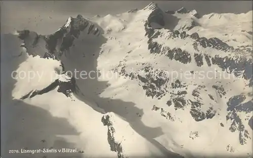 Weissbad Lisengrat Saentis von Boetzel gesehen Wetterwarte Saentis Kat. Weissbad