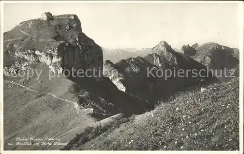 Hoher Kasten mit Hoehe Haeuser Kat. Appenzeller Alpen