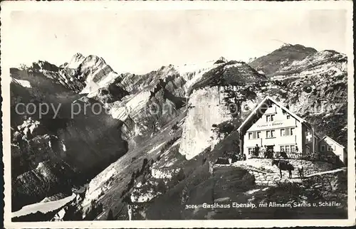 Ebenalp Gasthaus mit Altmann Saentis und Schaefer Kat. Ebenalp