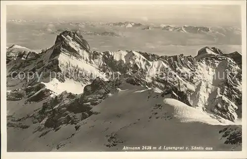 Altmann Saentis und Lysengrat vom Saentis aus gesehen Kat. Altmann