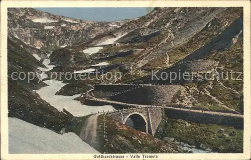 St Gotthard Strasse mit Bruecke Valle Tremola Kat. Gotthard St.