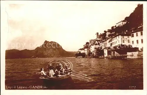 Gandria Lago di Lugano Haeuser am Lago Ruderboot Kat. Gandria