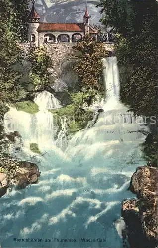 Beatushoehlen am Thunersee mit Wasserfaellen Kat. Sundlauenen