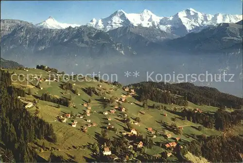 Beatenberg Waldegg mit Schreckhorn Finsterahorn Eiger Moench Jungfrau Kat. Beatenberg