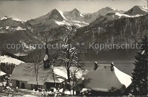 Beatenberg Kirche Eiger Moench Jungfrau Kat. Beatenberg