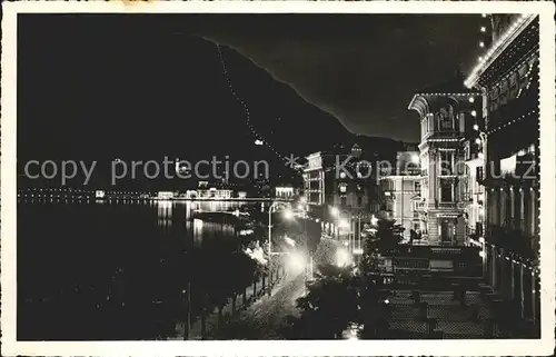 Lugano TI Promenade e Monte S. Salvatore di notte Kat. Lugano