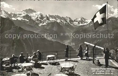 Schynige Platte Aussichtsterrasse mit Jungfrau und Breithorn Kat. Schynige Platte