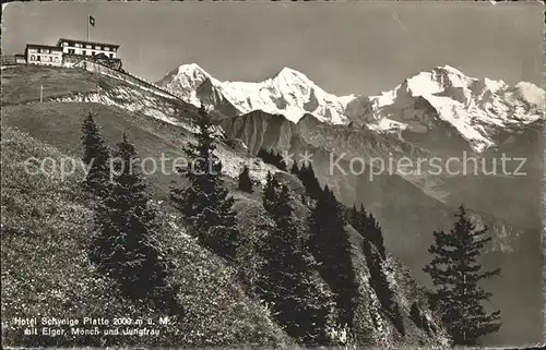 Schynige Platte Hotel mit Eiger Moench Jungfrau Kat. Schynige Platte