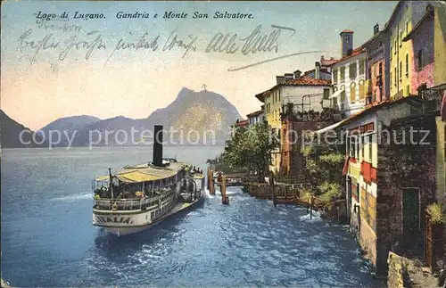 Gandria Lago di Lugano Schiff Haeuser Monte S. Salvatore Kat. Gandria