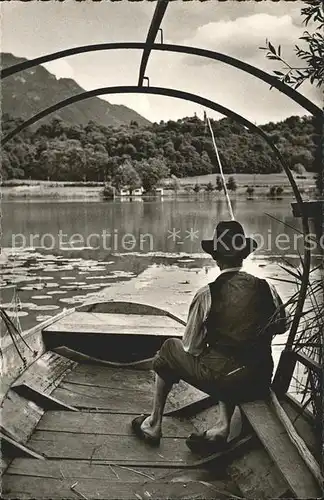 Lugano TI Lago di Mazzano Angler im Boot Kat. Lugano