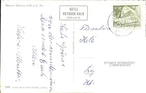 Brienzer Rothorn BE Hotel Rothorn Kulm Kat. Brienzer Rothorn