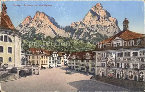 Schwyz Rathaus und die Mythen Kat. Schwyz