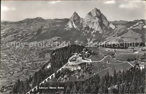 Schwyz Panorama mit Schwyz Stoos Bahn Kat. Schwyz