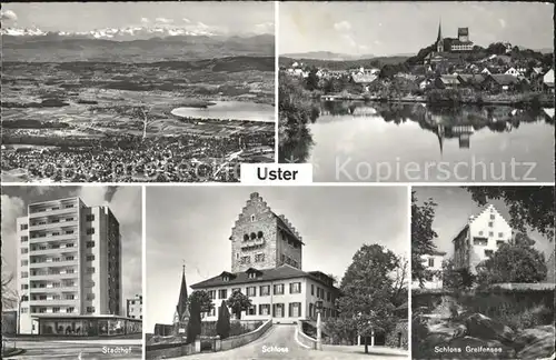 Uster ZH Panorama Ortsblick Stadthof Schloss Greifensee / Uster /Bz. Uster