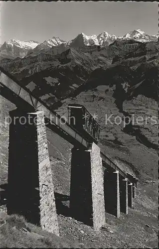 Niesen Kulm Niesenbahn Hegernalpviadukt mit Jungfraugruppe Kat. Niesen Kulm