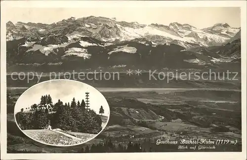 Hinwil Gasthaus Bachtel Kulm mit Glaernisch Kat. Hinwil