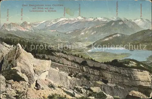 Goldau Bergsturz mit Blick auf Lowerzersee und Mythen Kat. Goldau