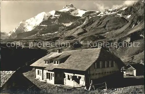 Kiental Berghaus Bundalp mit Morgenhorn Wilde Frau und Hohtuerk Kat. Kiental