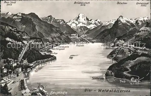 Brunnen SZ Vierwaldstaettersee Panoramakarte Kat. Brunnen