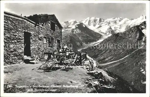 Schafberg Boltigen Segantinis Sterbehaus Oberer Schafberg mit Berninagruppe Kat. Schafberg