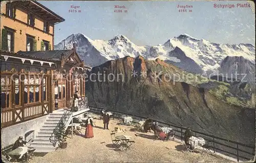 Schynige Platte Hotel Schynige Platte mit Eiger Moench Jungfrau Kat. Schynige Platte