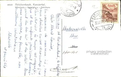 Reichenbach Kandertal BE mit Bluemlisalp Aermighorn Gehrihorn Kat. Reichenbach Kandertal