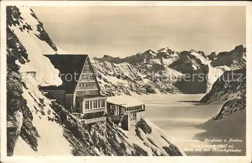 Jungfraubahn Berghaus und Station Jungfraujoch mit Aletschgletscher Kat. Jungfrau