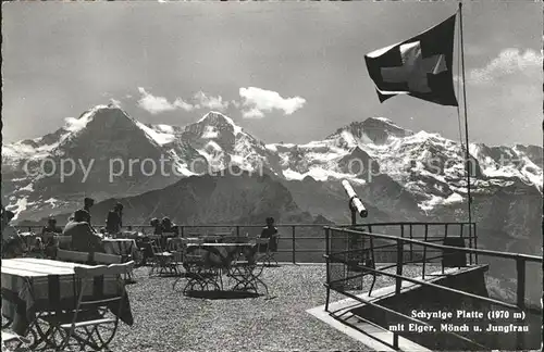 Schynige Platte Hotel Terrasse mit Eiger Moench Jungfrau Kat. Schynige Platte