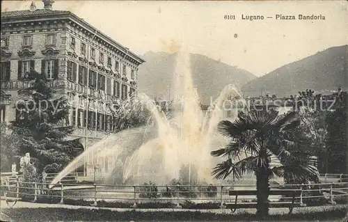 Lugano TI Piazza Bandoria Brunnen Kat. Lugano