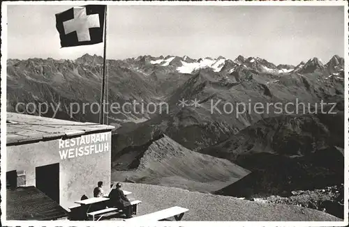 Weissfluh Blick auf Silvrettagruppe Restaurant Kat. Weissfluh