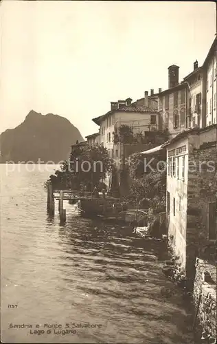 Gandria Lago di Lugano Haeuser am Lago Monte S. Salvatore Kat. Gandria