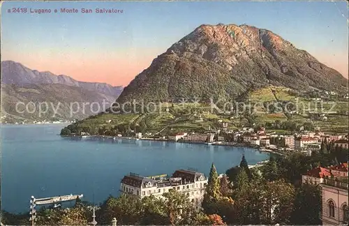 Lugano TI Lago di Lugano e Monte San Salvatore Kat. Lugano