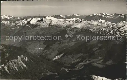 Davos GR Blick von Thijerfluh gegen Schanfigg Kurfirsten Saentis Kat. Davos