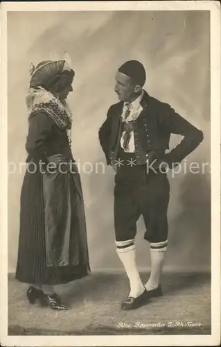 Appenzell IR Mann und Frau in Tracht tanzen Kat. Appenzell