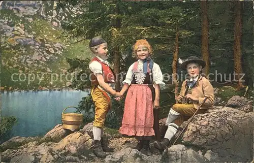 Schwellbrunn Kinder in Appenzeller Tracht Kat. Schwellbrunn