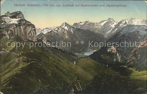 Hoher Kasten mit Saembtissersee und Alpsteingebirge Kat. Appenzeller Alpen