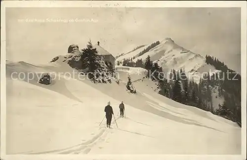 Gonten Gasthaus Scheidegg Skifahrer Kat. Gonten