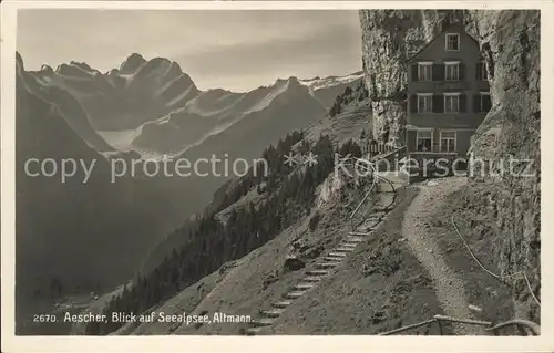 Aescher Wildkirchli Blick auf Seealpsee Altmann Kat. Weissbad