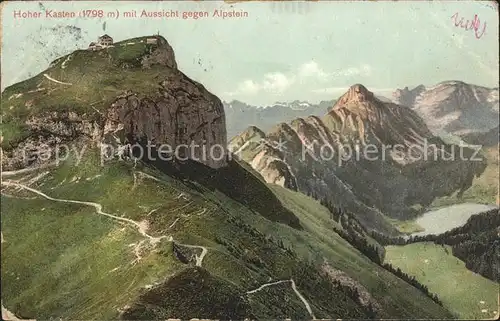 Hoher Kasten mit Alpstein See Wanderweg Kat. Appenzeller Alpen