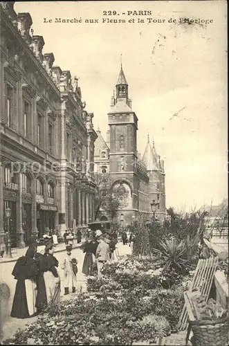 Paris Le Marche aux Fleurs et la Tour de Horloge Kat. Paris