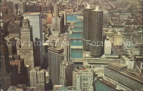 Chicago Illinois Fliegeraufnahme twin towers of Marina Citi Kat. Chicago