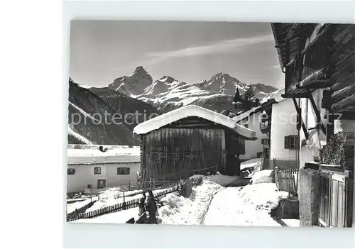 Wiesen Albula Dorfmotiv mit Tinzenhorn und Piz Michel Kat. Wiesen