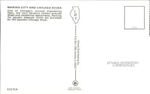 Chicago Illinois Fliegeraufnahme Marina City and Chicago River Kat. Chicago