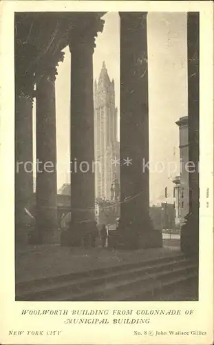 New York City Woolworth Building from Colonade of Municipal Building / New York /